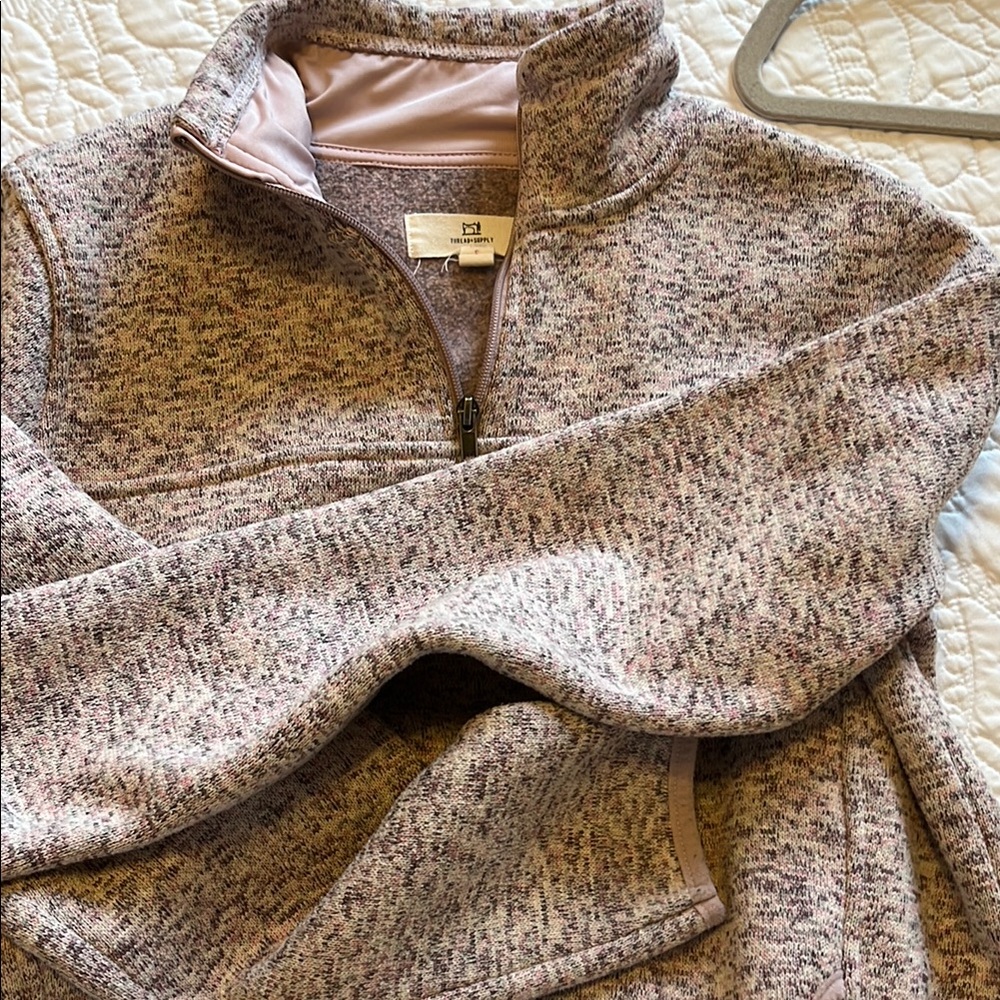 Cozy Heathered Pink Cowl Neck Sweater